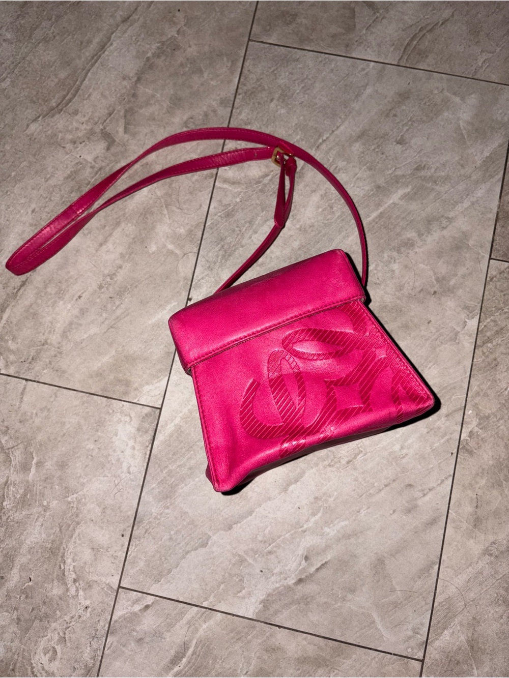 Loewe Hot Pink Embossed Crossbody Bag - Picture 3 of 6